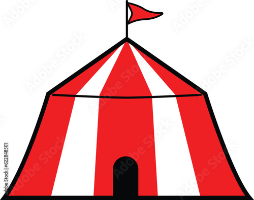 Festival event for music, fair, red circus tent icon cartoon style.