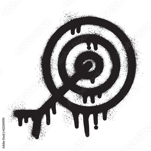 Target icon graffiti with black spray paint