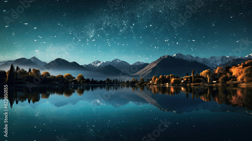 A serene lake with water that reflects the stars during the day