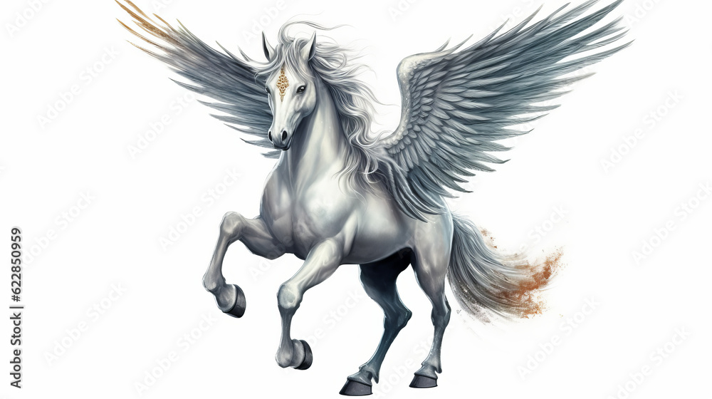 Mythical creature unicorn. Gorgeous Pegasus with huge wings and a horn in flight. Painted powerful unicorn in all its glory. A horse created in ai. Mythical creature unicorn. Gorgeous Pegasus with huge wings and a horn in flight. Painted powerful unicorn in all its glory. A horse created in ai.