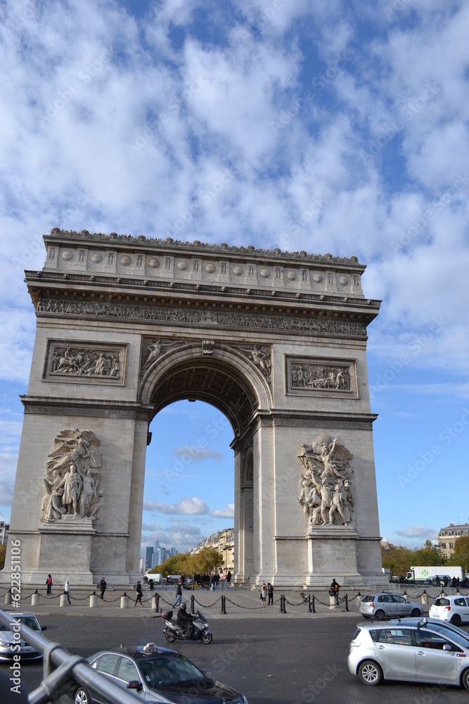 France, Paris, 20.11.2013: The Arc de Triomphe stands at the center of the Place Charles de Gaulle, also known as the “Place de l'Étoile”. 