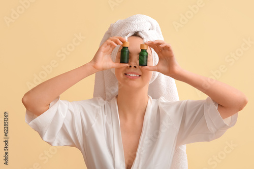 Funny young woman with cosm...