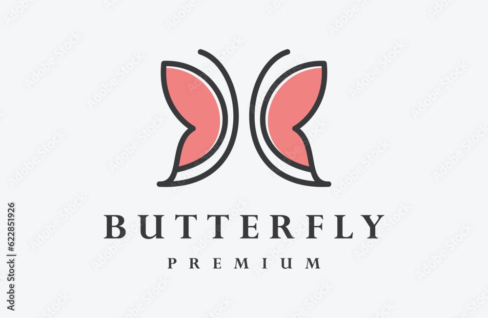 Butterfly logo. Luxury line logotype design. Universal premium