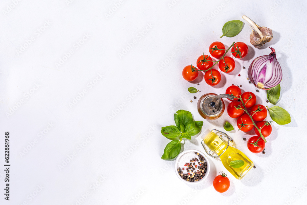 Cooking ingredient white table background Cooking ingredient white table background