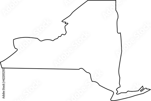 New York State Shape Outline Vector in Black