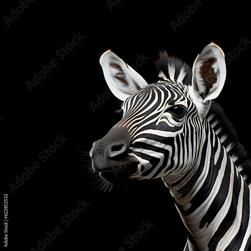 Zebra in front of a black background 