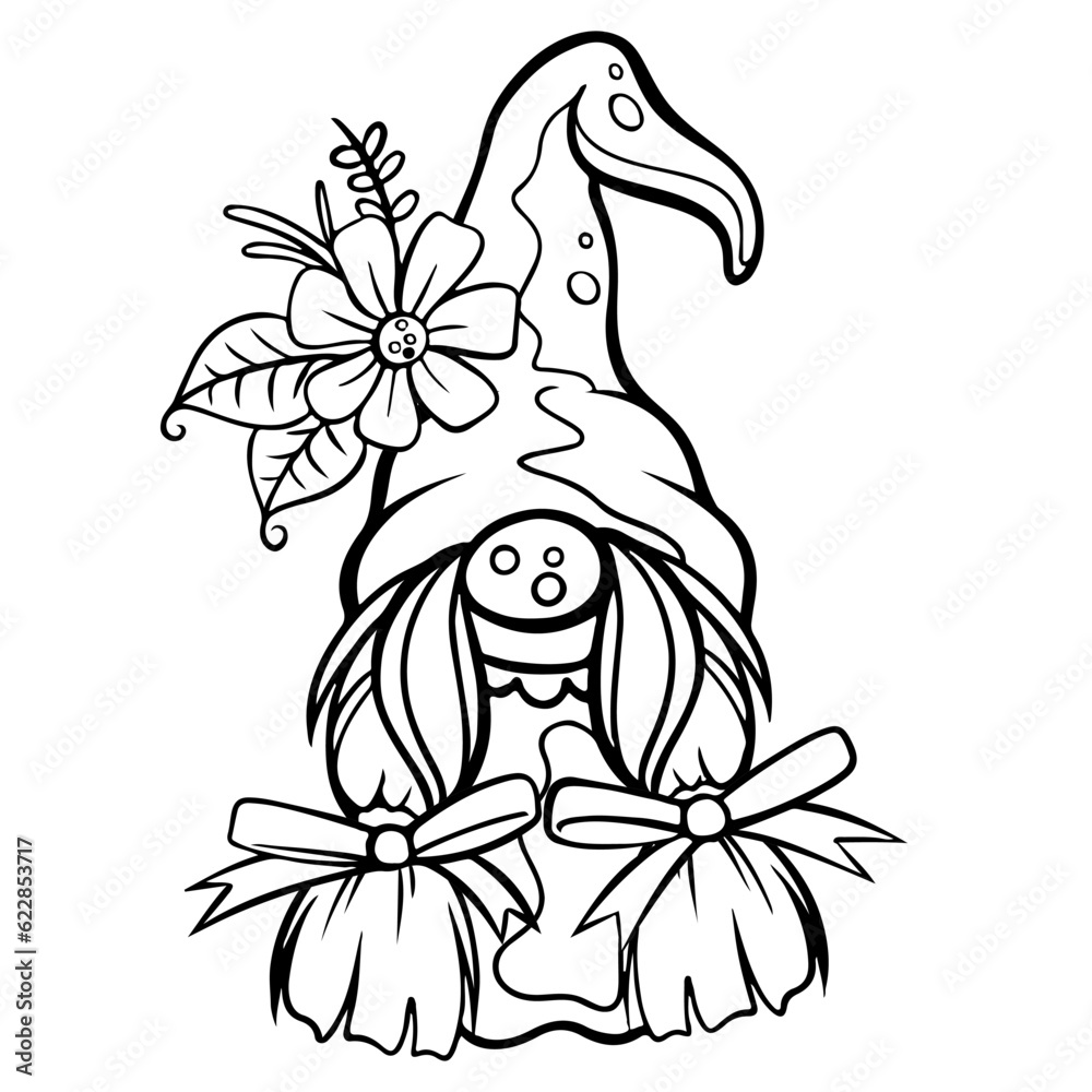 Fototapeta premium gnome drawing with black lines on a white background