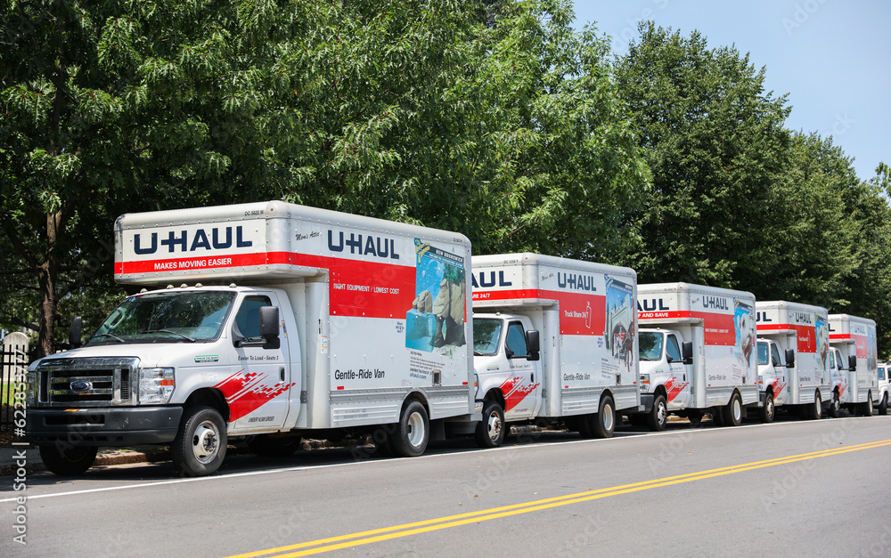 Providence, RI, USA, July 12, 2023, UHaul Moving Company Symbol of