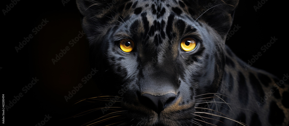Black panther with a black background.