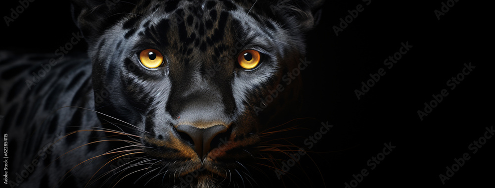Black panther with a black background.