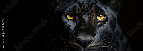 Black panther with a black background.