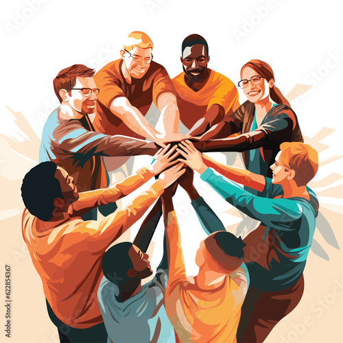 Human hands hold each other teamwork support