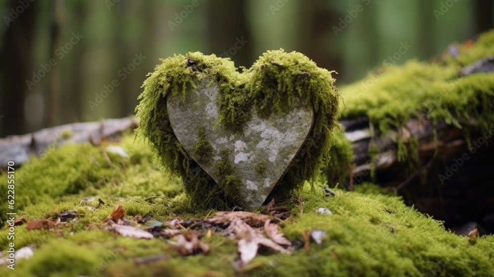 Fototapeta premium Heart in the forest Generative AI 