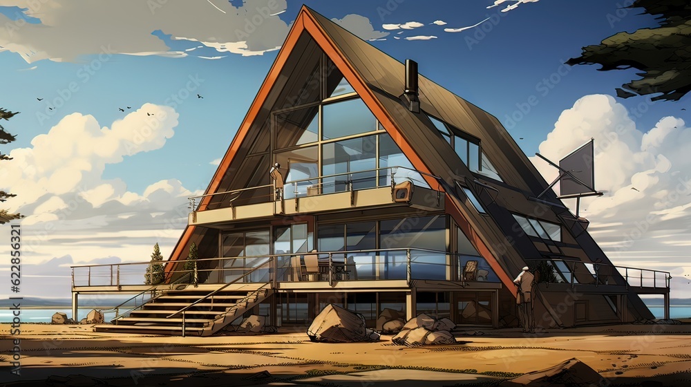 Fototapeta premium Bridge over river. AI generated art illustration. 