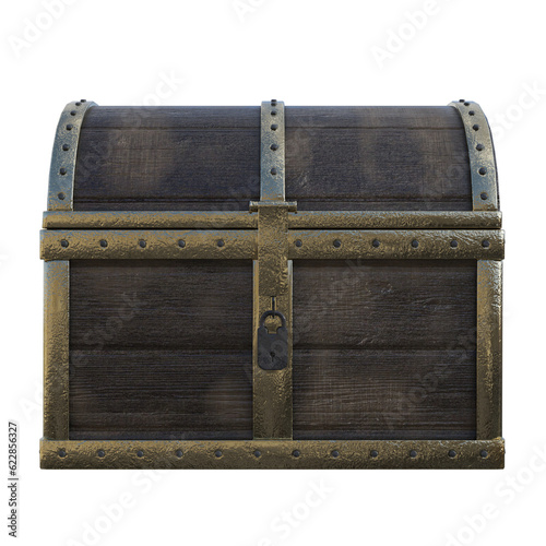 3d rendering old wooden chest isolated