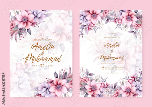 Flowers background for social media stories, save the date, greeting, rsvp, thank you. Wedding invitation with watercolor pink roses floral.