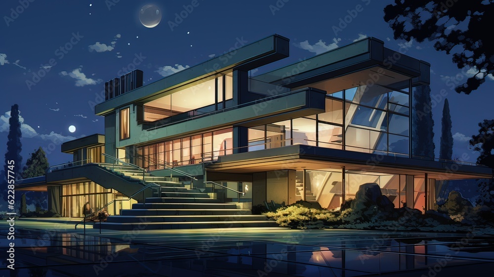 Fototapeta premium Luxury hotel state. AI generated art illustration.