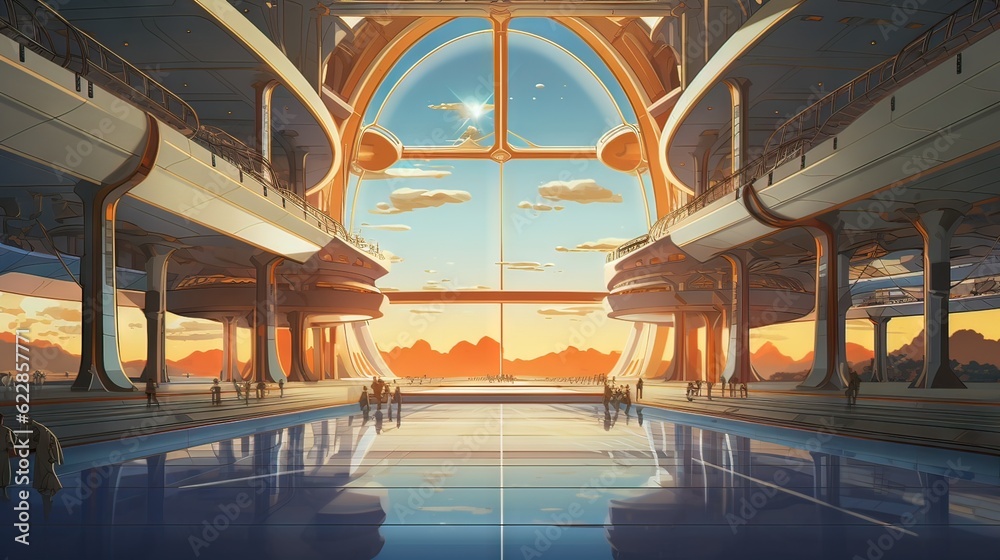 Fototapeta premium Greenhouse in the park. AI generated art illustration.