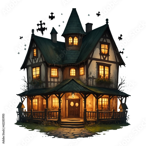 haunted house stick cut out photo