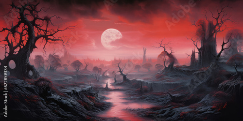 Fantasy world scenery, virtual reality, VR, backgrounds, wallpaper, AI generated