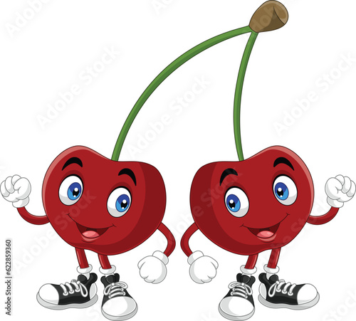 Cartoon funny couple of cherries character