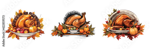 Set of hand drawn thanksgiving food illustration