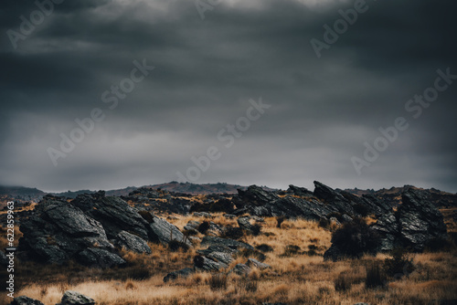 Rocky landscape with moody clouds