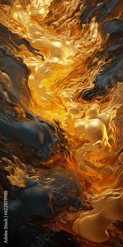 Lava and melted gold illustration made with Generative AI 