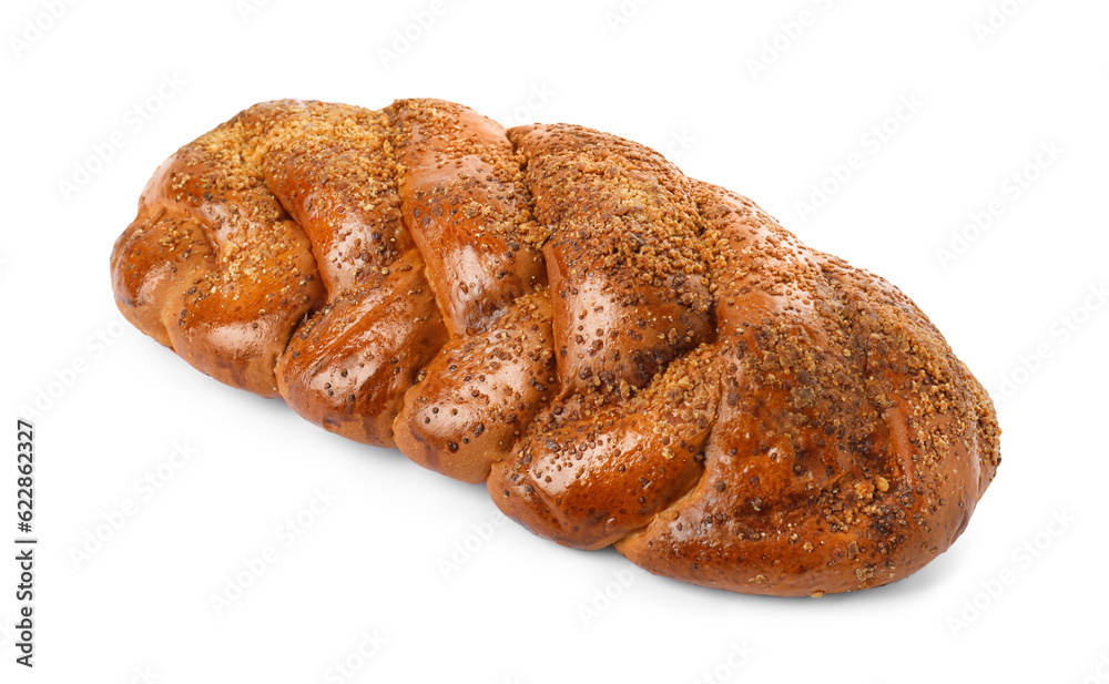 Tasty braided bread isolated on white. Fresh pastry Tasty braided bread isolated on white. Fresh pastry