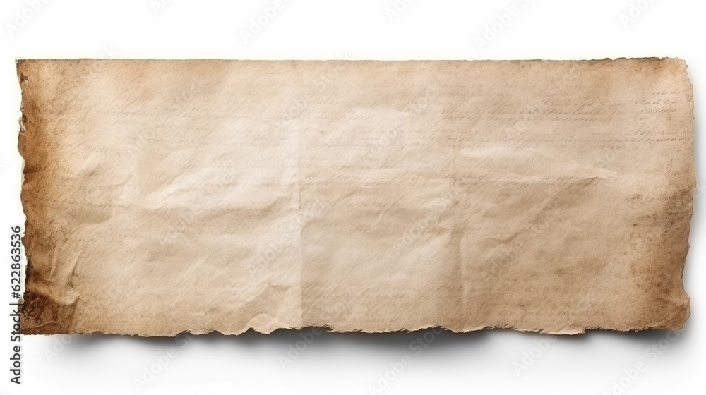 Creamy White, Tan, and Beige Gradient, Used Parchment Paper Texture - Background, Wallpaper, or Art Print Template - Weathered and Vintage with Depth, Folds, and Lines - Generative AI