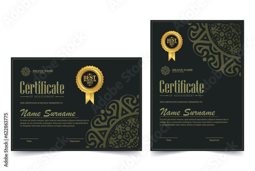 Luxury mandala certificate award diploma