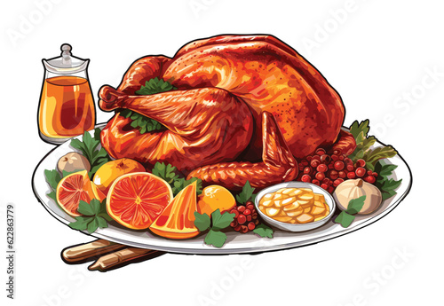 Thanksgiving dinner roasted turkey vector