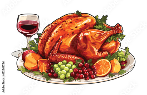 Thanksgiving dinner roasted turkey vector
