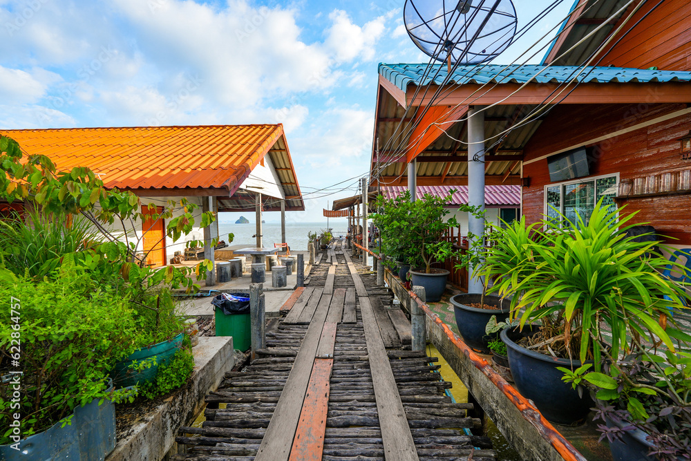 Floating fishing village of Koh Panyee made of houses on stilts in Phang Nga Bay, Andaman Sea, Thailand