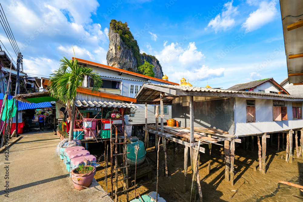 Floating fishing village of Koh Panyee made of houses on stilts in Phang Nga Bay, Andaman Sea, Thailand