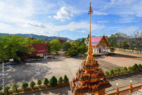 Chedi (pagoda) of the Wat Chalong, a 19th century Buddhist temple on Phuket island in Thailand, Southeast Asia