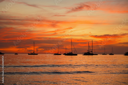 Photos Sunset on the Andaman Sea from Nai Han Beach in the south of Phuket island, Thai