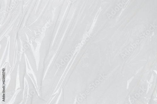Murais de parede Transparant wrinkled plastic, white plastic or polyethylene bag texture, macro,
