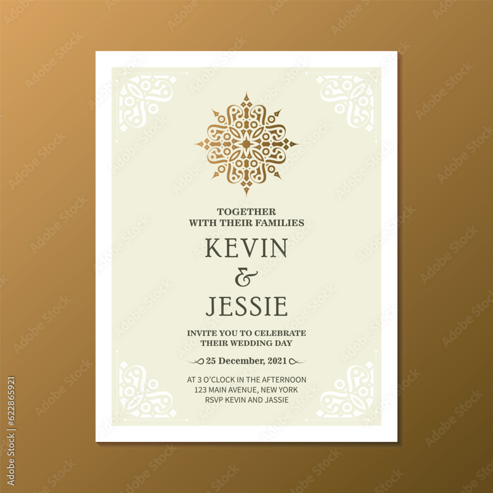Elegant mandala wedding invitation card template design