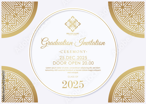 Elegant graduation invitation template with ornamental border