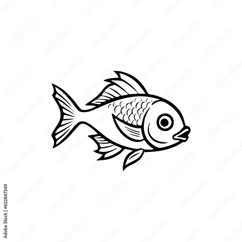 Fototapeta premium simple fish animal fishing hobby store logo vector illustration template design