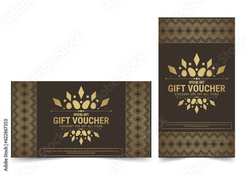 Menu restaurant luxury gift voucher design template