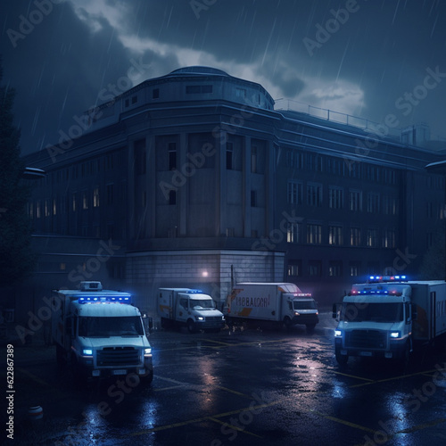 Police van in night