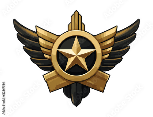 Flat veterans day badge template, Military badge