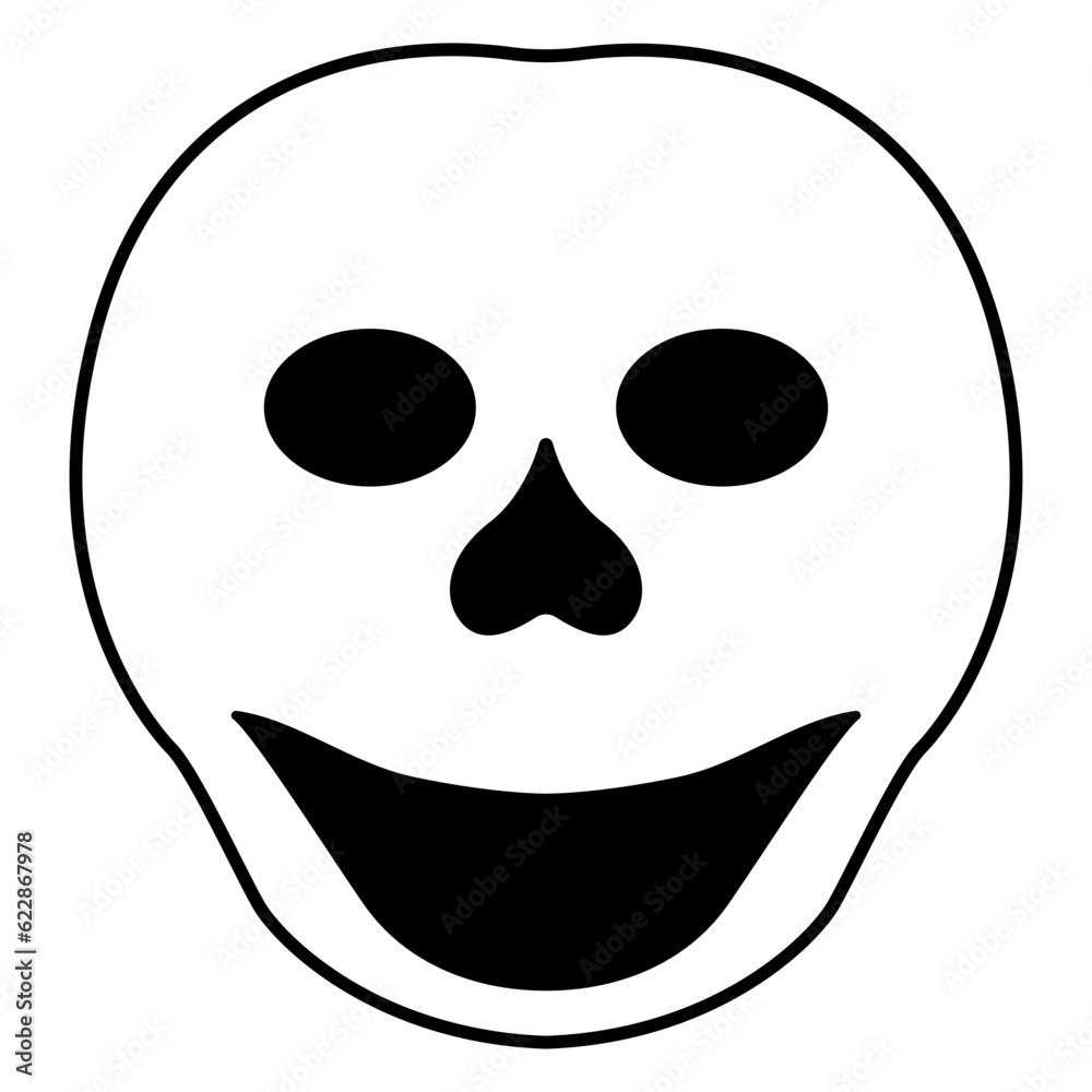 Stylized smiling human skull. Black and white silhouette. Funny Halloween symbol. Stylized smiling human skull. Black and white silhouette. Funny Halloween symbol.