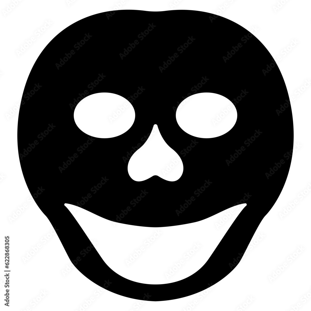 Stylized smiling human skull. Black and white silhouette. Funny Halloween symbol. Stylized smiling human skull. Black and white silhouette. Funny Halloween symbol.