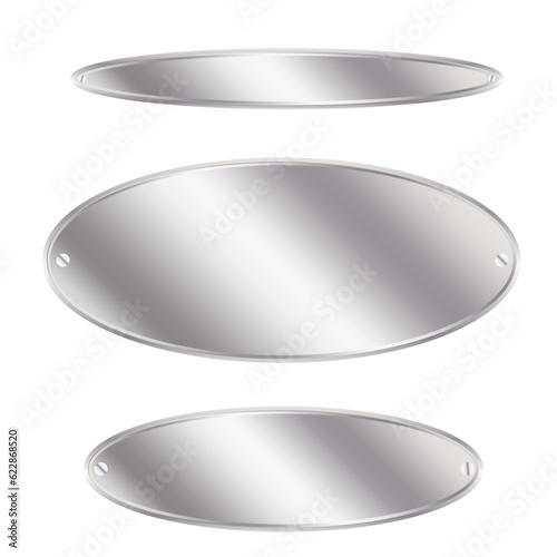 silver oval plates. Oval silver shapes. Vector illustration. EPS 10.