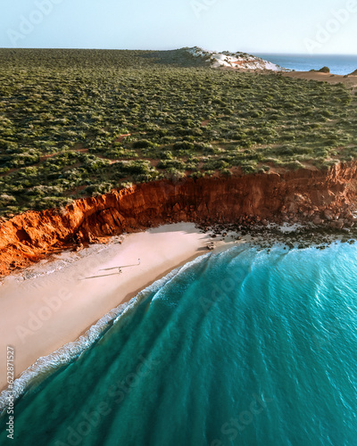 View of a two persons on Cape Peron beach, Shark Bay, Francois Peron National Park, Western Australia, Australia. photo