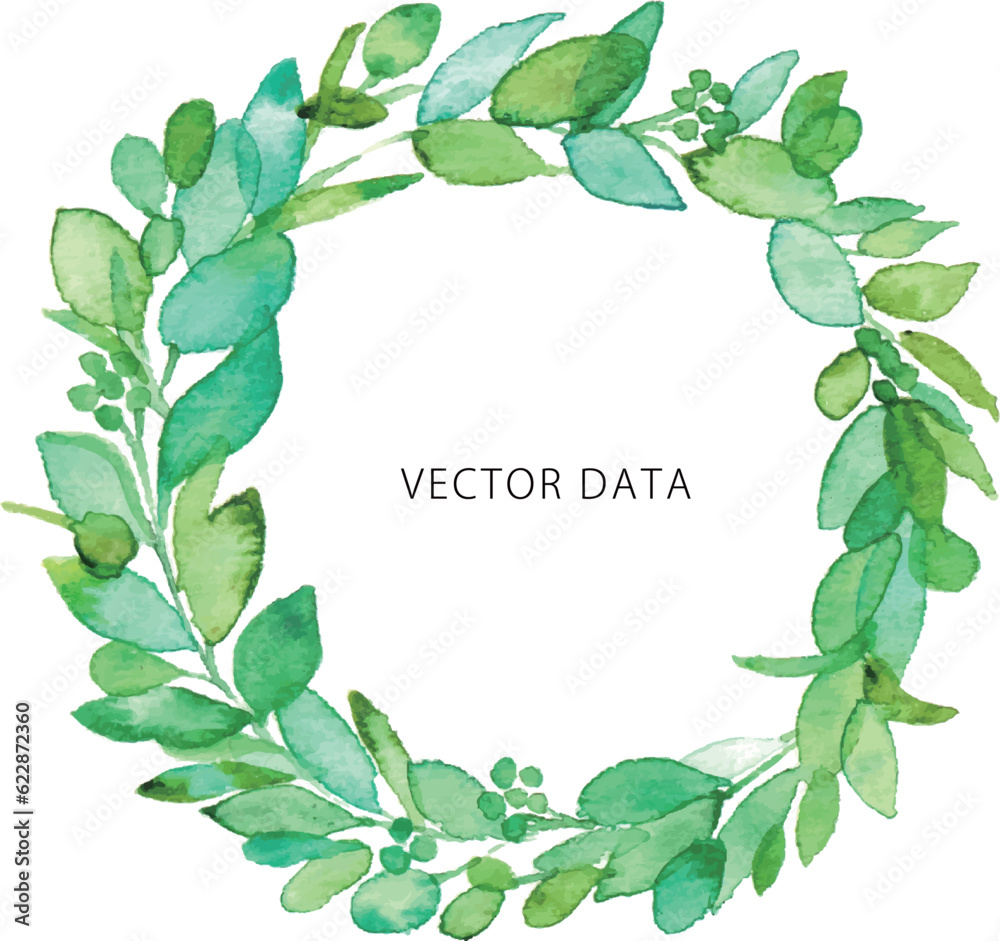 Naklejka premium 水彩画。水彩タッチの草木ベクターフレーム。草木のフレーム。Watercolor painting. Grass vector frame with watercolor touch. Grass and trees frame.