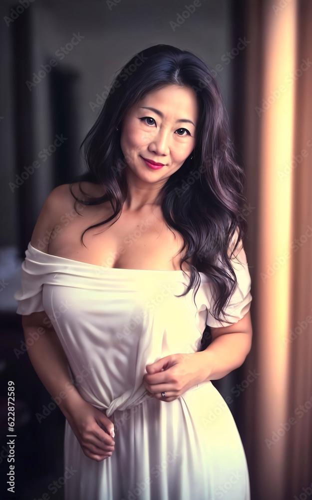 portrait photo of beautiful middle aged adult asian woman, generative AI portrait photo of beautiful middle aged adult asian woman, generative AI